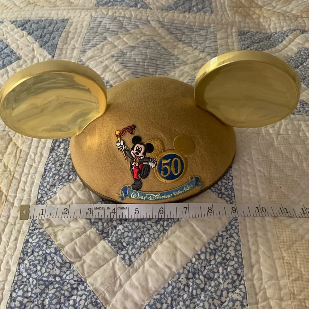Vintage Walt Disney World Gold Mickey Mouse Ears Celebration Cap Hat Size Adult